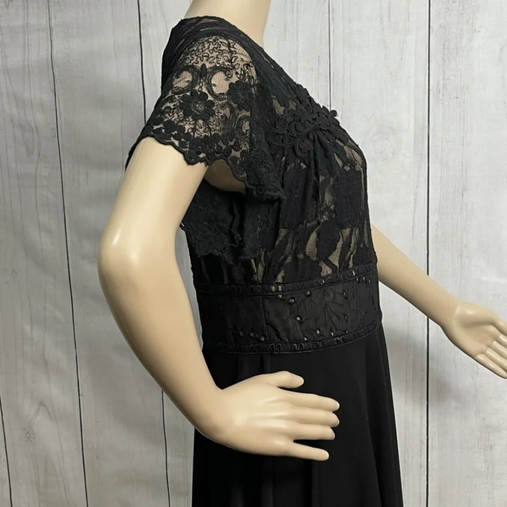 Vintage Spencer Alexis Black Floral Lace Cocktail Dress Gothic Goth Romantic